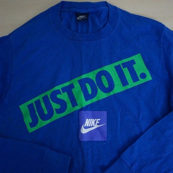 Nike VTG 80s Blue Tg Blue Lime Green Purple shirt